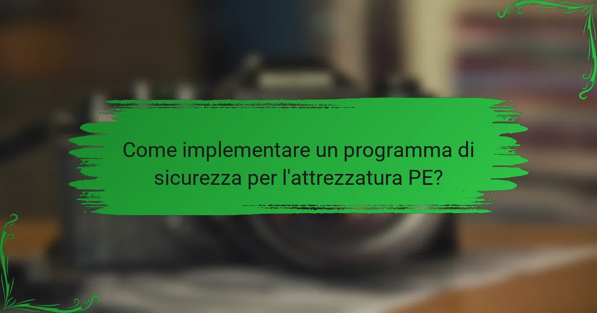 Come implementare un programma di sicurezza per l'attrezzatura PE?