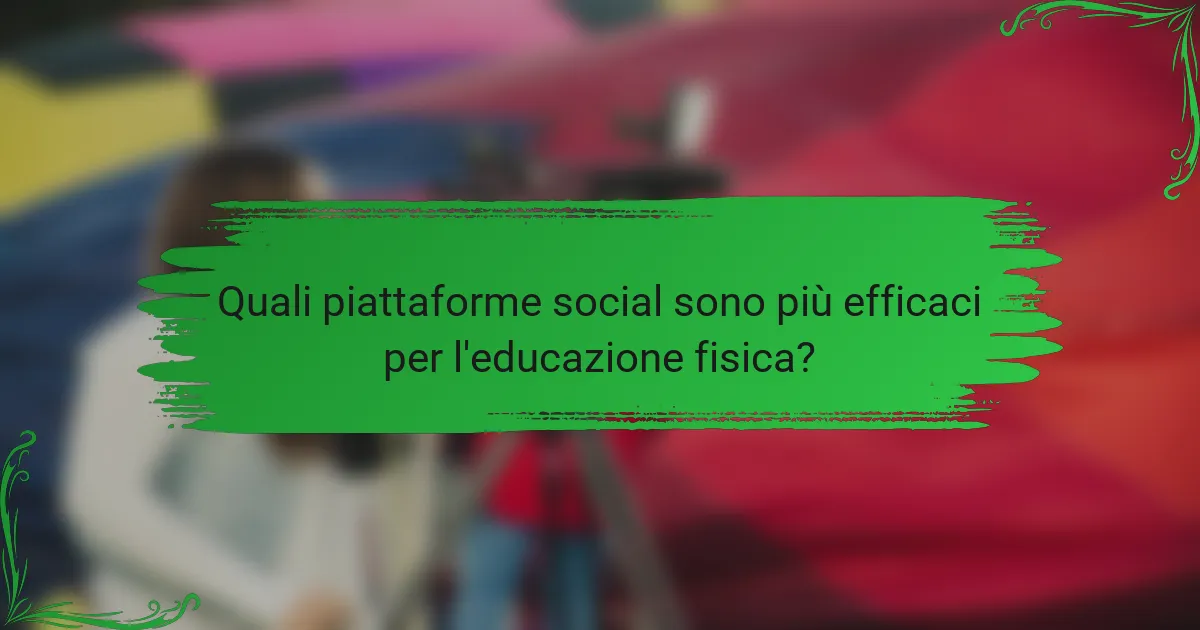 Quali piattaforme social sono più efficaci per l'educazione fisica?